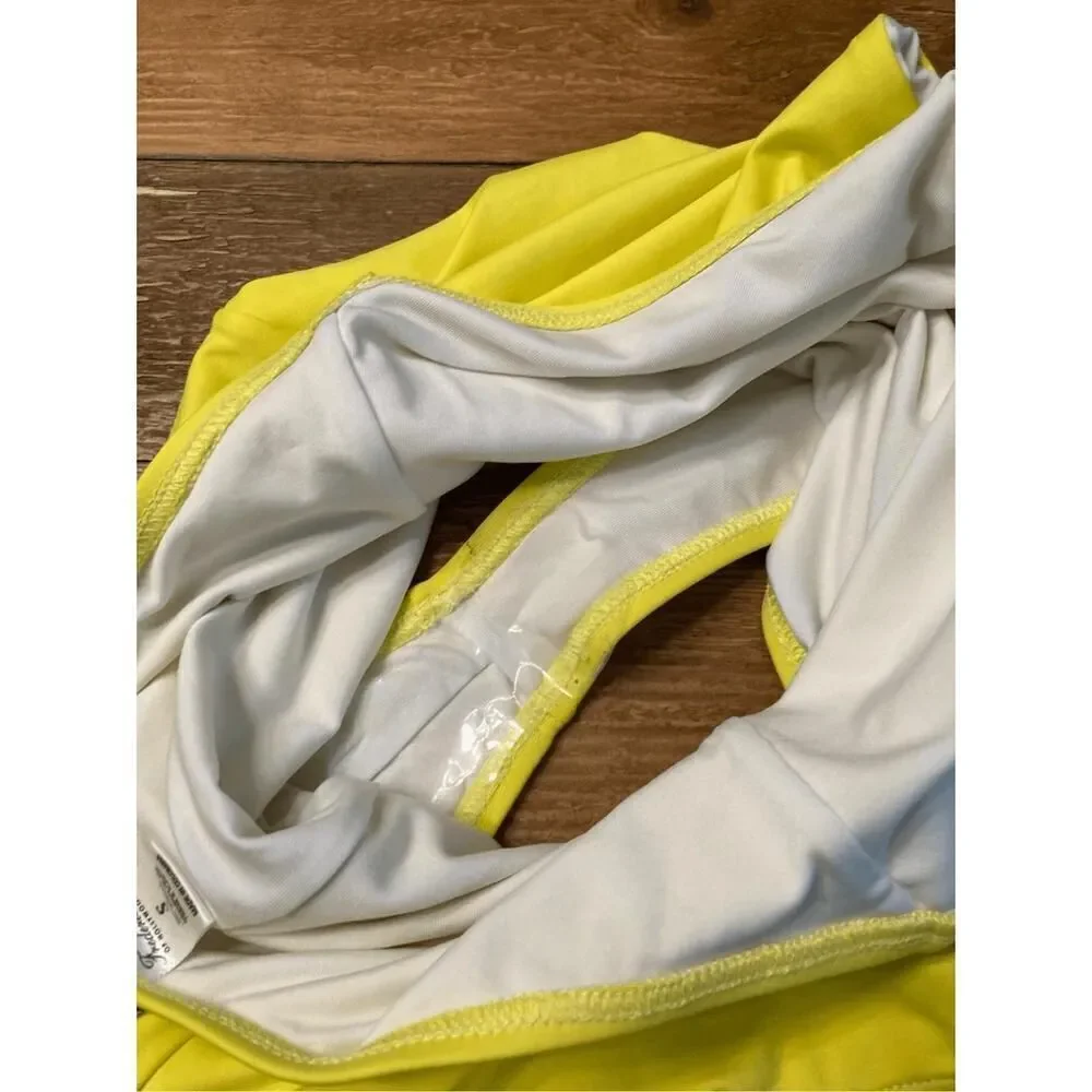 Frederick's of Hollywood SMALL NWT Sunset Strap Blazing Yellow Halter Swimsuit